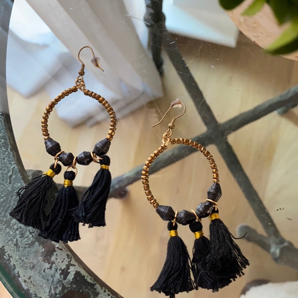 Beaded tassel earrings
